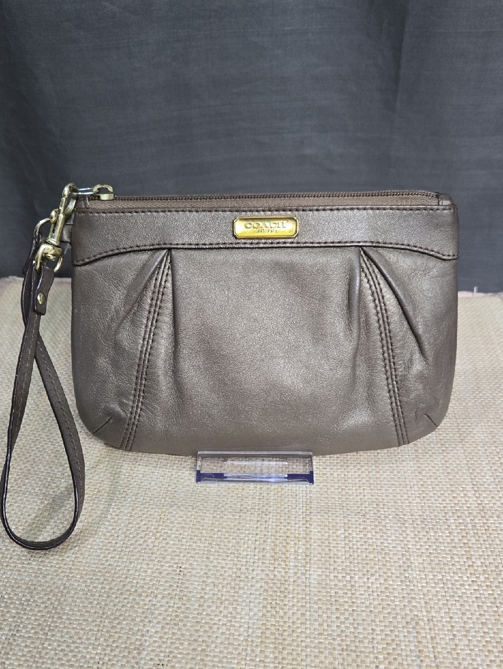 Coach Brown Leather Wristlet Clutch